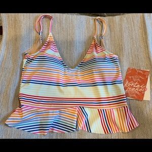 BNWT small rainbow stripe v-neck with scoop back